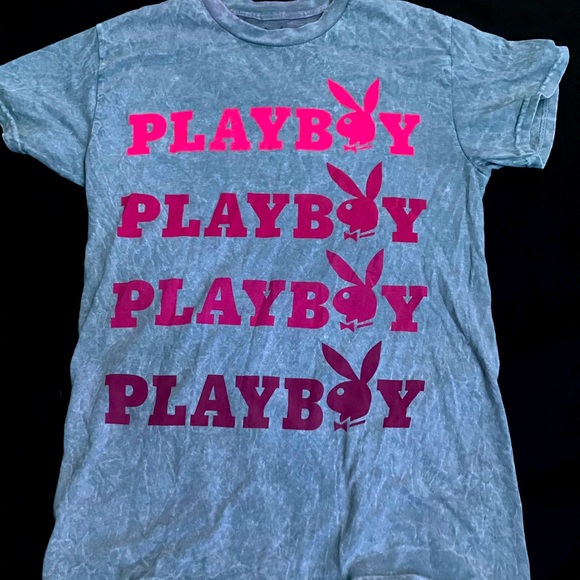 PLAYBOY Tops Playboy Grey And Pink Playboy Shirt Poshmark